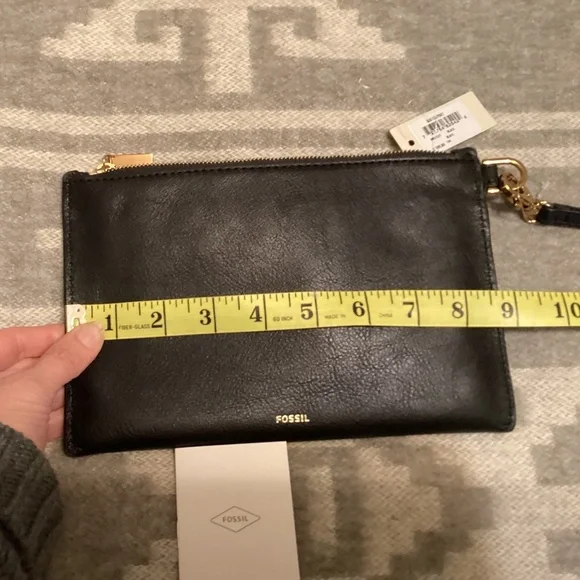 NWT, Fossil Leather Wristlet, black, >50% off - Picture 8 of 9